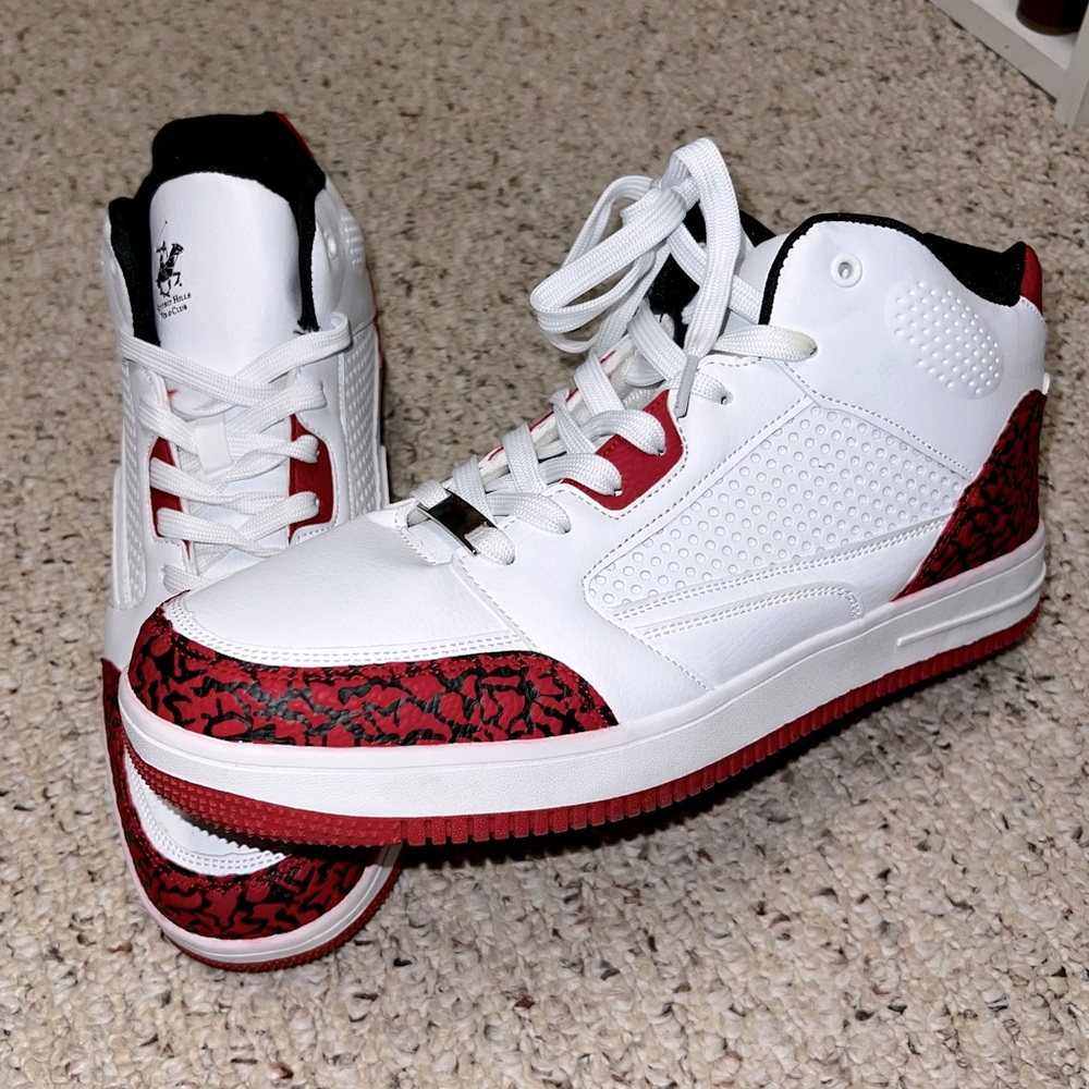 Beverly Hills Polo Club White and Red Athletic Shoes